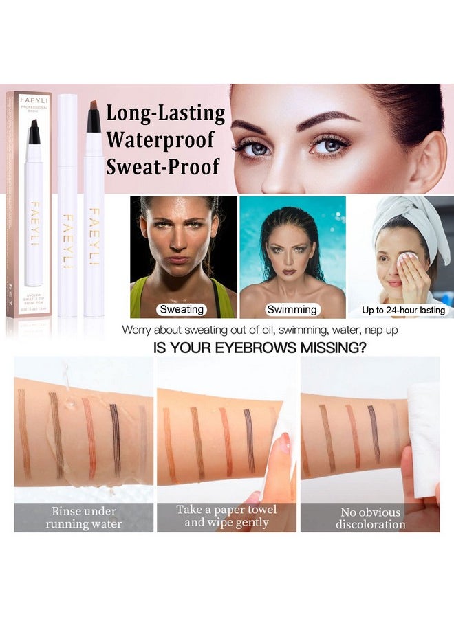LemonSac - Eyebrow Pen Longlasting Waterproof Dark Brown Liquid Eyebrow Pen Tiltedpronged Tip Eye Brow Color Smudgeproof Eyebrow Pen For Women Daily Natural Eye Brown Makeup (4 Dark Brown) - Image 1