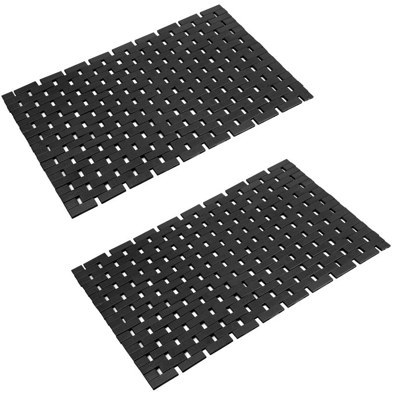 Fovlaurs Bambo Bath Mat Bathroom Rugs Floor Wood Shower Bathtub Waterproof Non Slip Black Accessories 16x24 Inch Easy to Clean 2 pcs