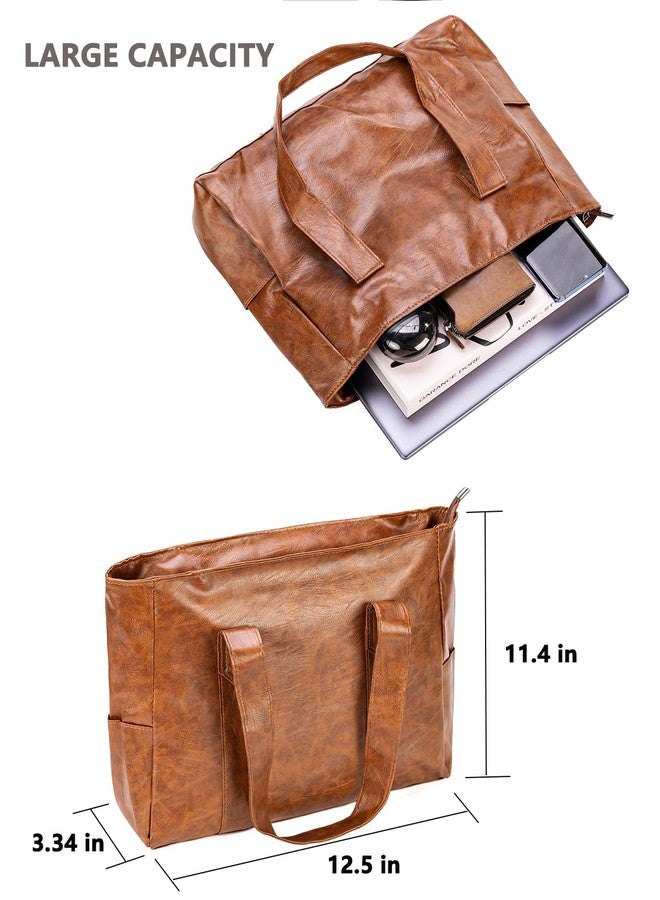 SWIFT HORSE Women's Soft Faux Leather Tote Shoulder Bag, Big Capacity Shopper Handbag Weekender Bag Travel Purse with Zipper - Image 2