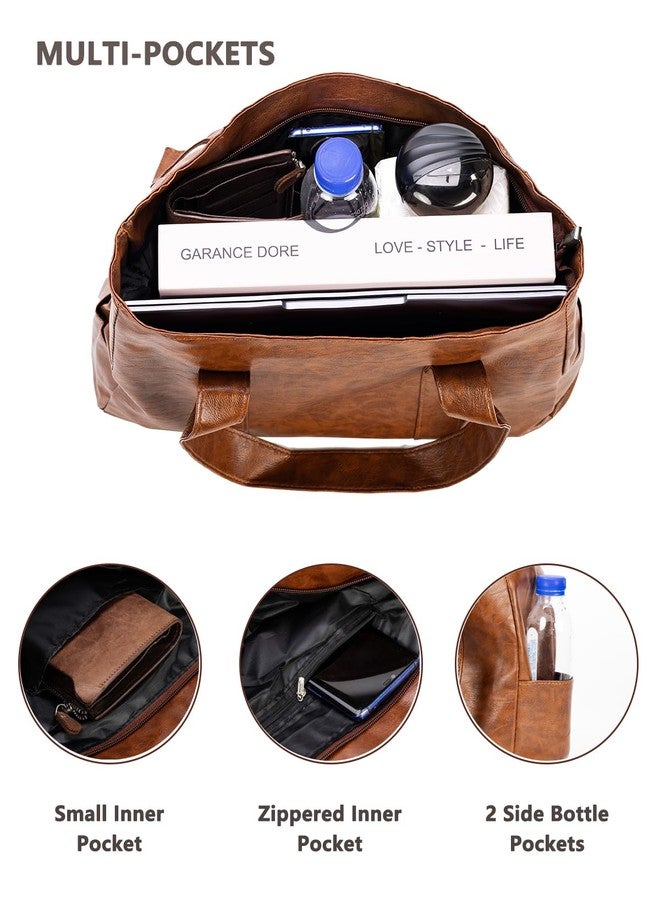 SWIFT HORSE Women's Soft Faux Leather Tote Shoulder Bag, Big Capacity Shopper Handbag Weekender Bag Travel Purse with Zipper - Image 3