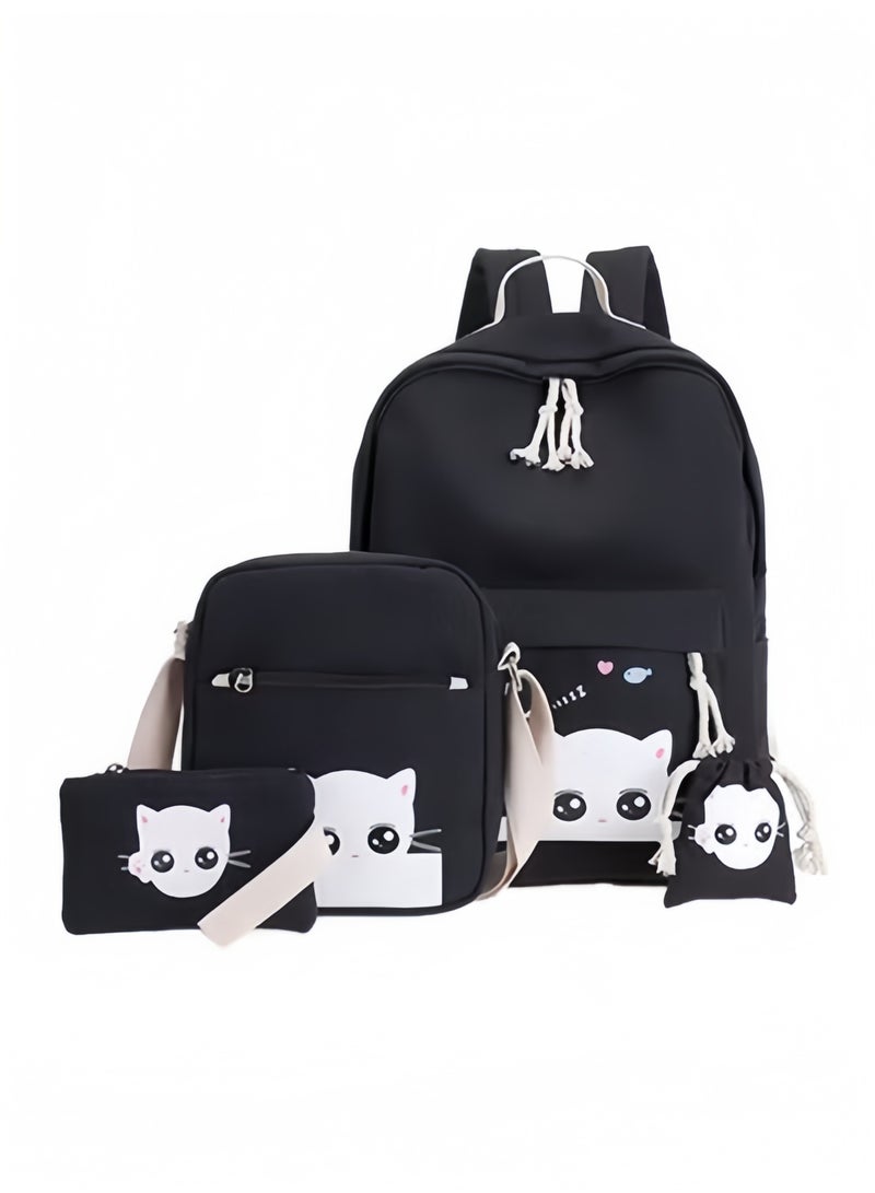 4-Piece Backpack Set Black - Image 1