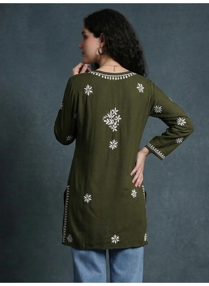 Alaya Women Chikankari Hand Embroidered Modal Kurti -AL4071