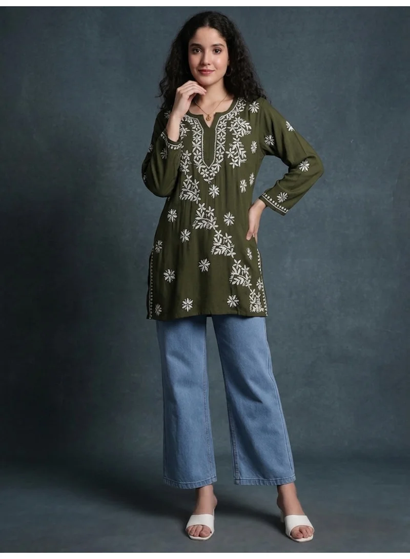 Alaya Women Chikankari Hand Embroidered Modal Kurti -AL4071
