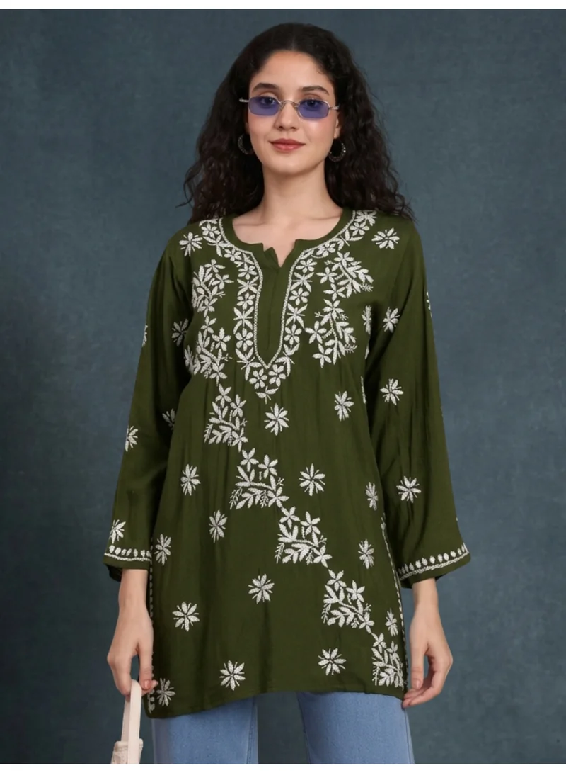 Alaya  Women Chikankari Hand Embroidered Rayon Kurti -AL4071 for Women | Best Price UAE