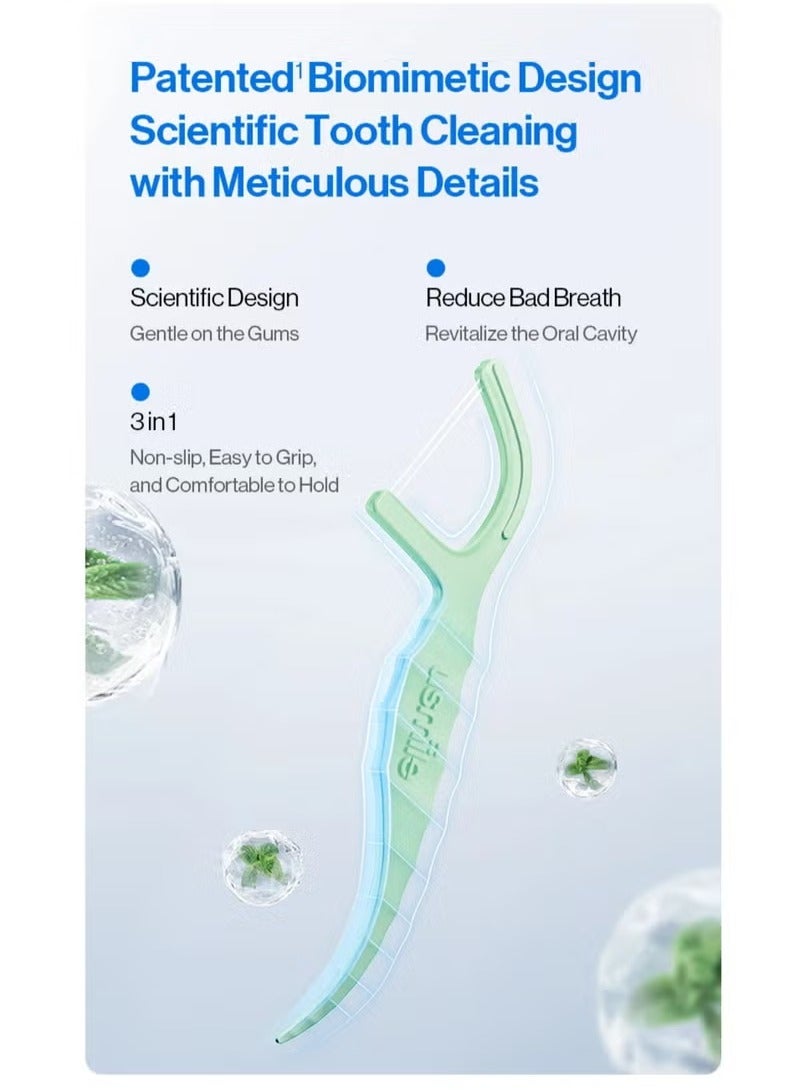 يو سمايل خيط تنظيف الأسنان المزدوج من usmile ضد تسوس الأسنان، عصا تنظيف الأسنان، العناية بالفم بين الأسنان (200 قطعة) - Image 2
