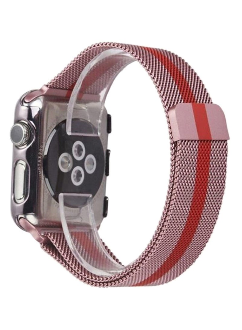 NIBEMINENT Replacement Band For Apple iWatch Series 5/4/3/2/1 38-40mm Rose Gold/Red - Image 1