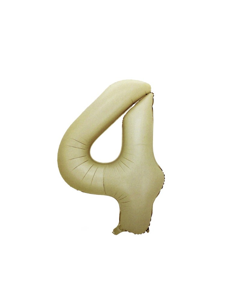 PARTY FUN 16-Inch Foil Number Balloon Elegant Oat-Colored No. 4 for Stylish Celebrations - Image 1