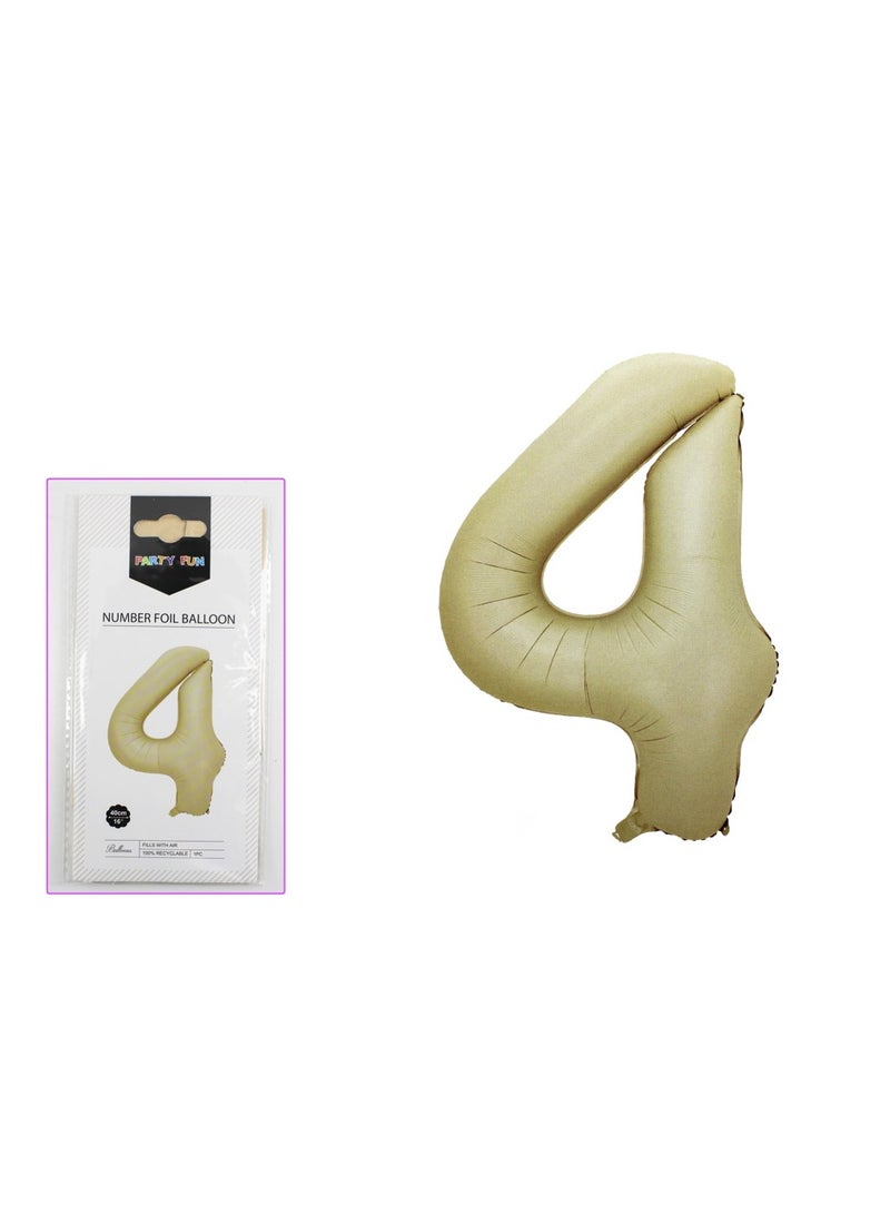 PARTY FUN 16-Inch Foil Number Balloon Elegant Oat-Colored No. 4 for Stylish Celebrations - Image 2