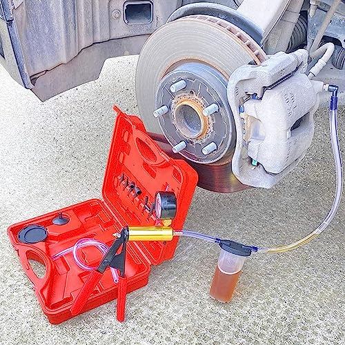 STHIRA 2 in 1 Brake Bleeder Kit, 16 Pcs Hand Held Vacuum Pump Tester with Gauge Jar Adapters Protected Case, Auto Manual Brake Fluid Brake Bleeding Kit Tool for Car Automotive Bike Motorcycle Motorbike Truck - Image 5