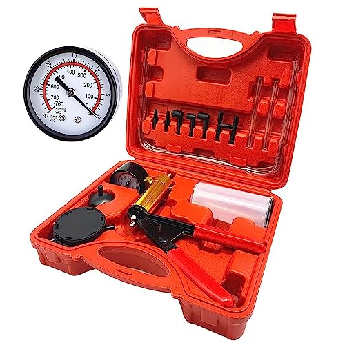 STHIRA 2 in 1 Brake Bleeder Kit, 16 Pcs Hand Held Vacuum Pump Tester with Gauge Jar Adapters Protected Case, Auto Manual Brake Fluid Brake Bleeding Kit Tool for Car Automotive Bike Motorcycle Motorbike Truck - Image 1