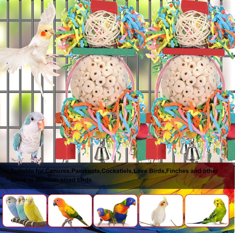 BBjinronjy Bird Toys,2PCS Hanging Natural Soft Sola Ball Beak Chew Shred Forage Toys for Parrots,Cockatiel,Conure,Love Birds,Parakeets,Budgie and Other Small Birds - Image 3