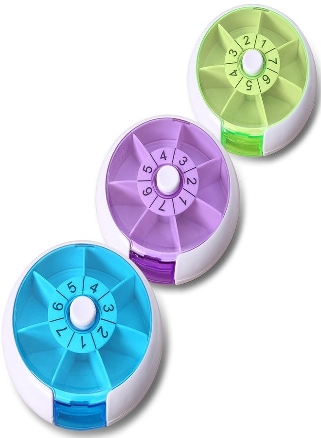 INVODA Pill Cases Weekly INVODA Pill Organizer 7 Day 3 Times Medicine Pill Dispenser Push Button Rotate Pill Planner with 7 Compartments - Image 1