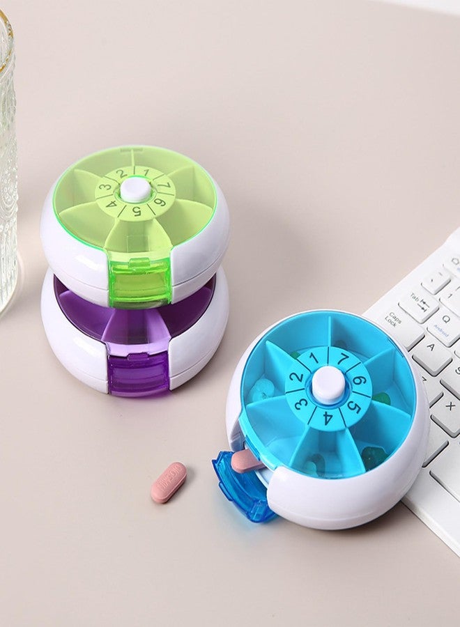 INVODA Pill Cases Weekly INVODA Pill Organizer 7 Day 3 Times Medicine Pill Dispenser Push Button Rotate Pill Planner with 7 Compartments - Image 4
