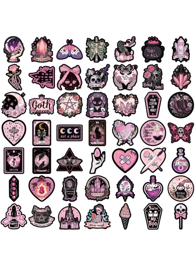 NIBEMINENT 50 Pcs Black Pink Goth Deco Kit Waterproof Stickers, High Definition Printing Bright Colors, Suitable for Laptop Skateboard Luggage Water Bottle Guitar DIY - Image 2