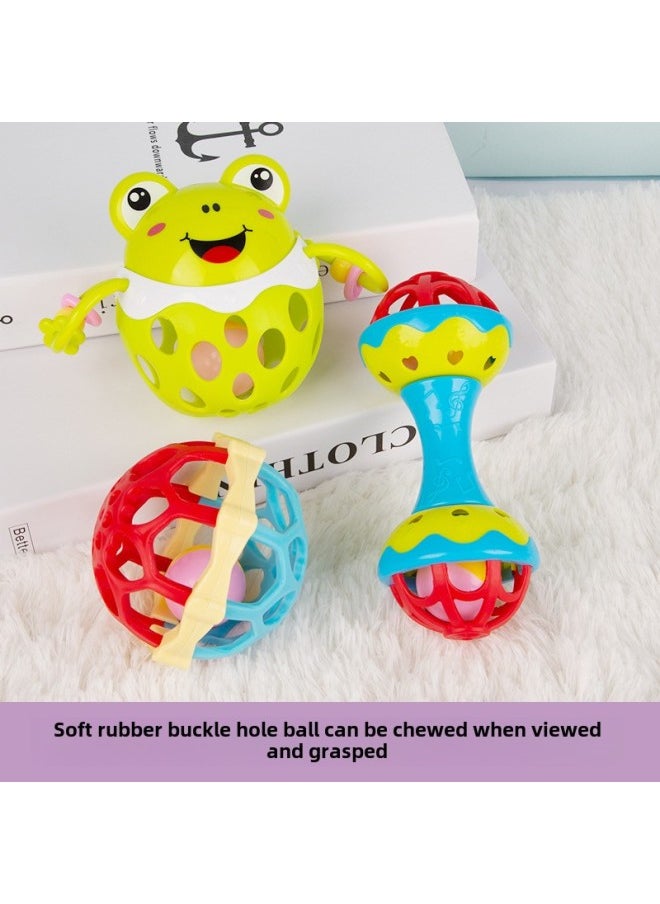 null - Hong Kong Bixiong Baby Frog Hand Scratch Ball Educational Animal Soft Rubber Rattle Soft Rubber Ball Rattle Hand Scratch Ball Toy-Color:Frog Soft Rubber Animal (opp Pack, Random Color) - Image 1