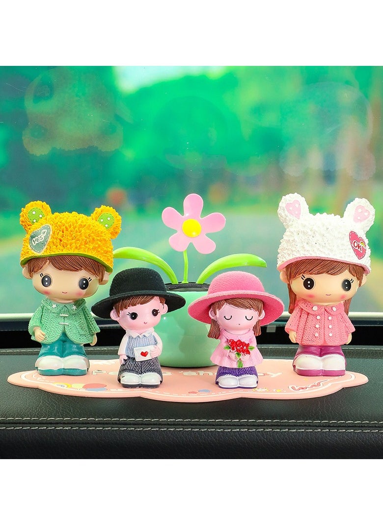 Radar Cute Resin Doll Family Photo Car Ornament 