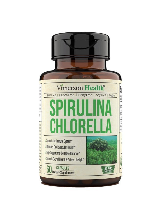 Vimerson Health Spirulina Chlorella Green Superfood Capsules. Boosts Energy Supports Cardiovascular Health. Antioxidant Properties For Detox And Cleanse - Image 1