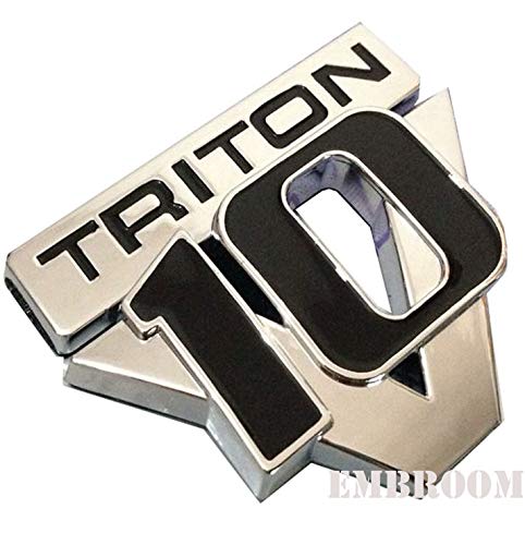 EmbRoom 2pcs V10 Triton Emblems, Decals Stickers Emblem Badge Replacement for F Series Trucks (Chrome Black) - Image 2