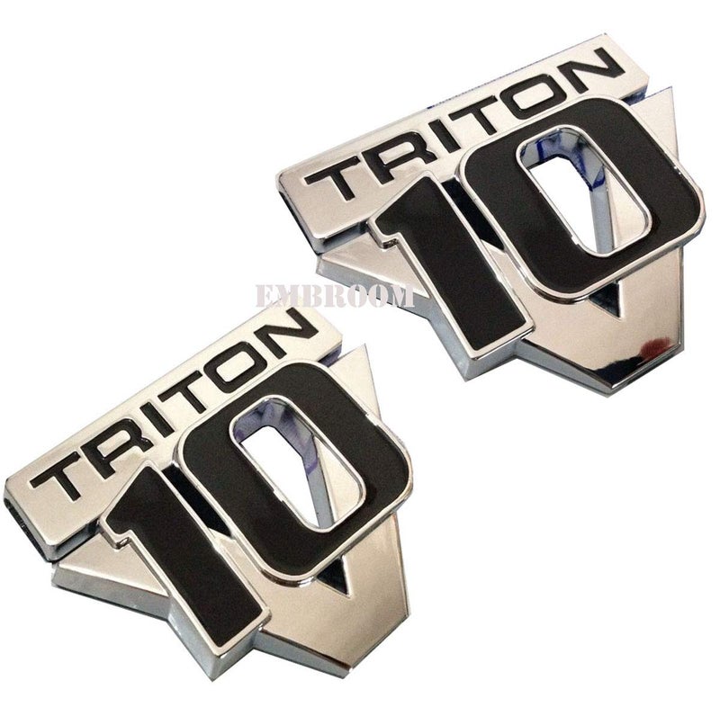 EmbRoom 2pcs V10 Triton Emblems, Decals Stickers Emblem Badge Replacement for F Series Trucks (Chrome Black) - Image 5