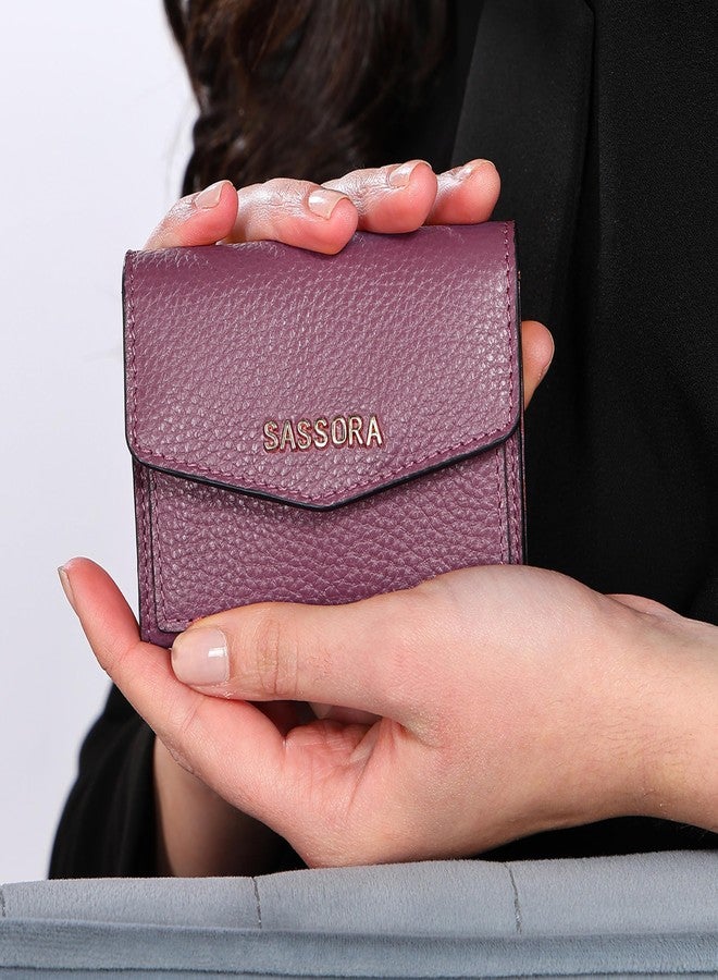 Sassora Genuine Leather Purple Card Holder for Girls - Image 4