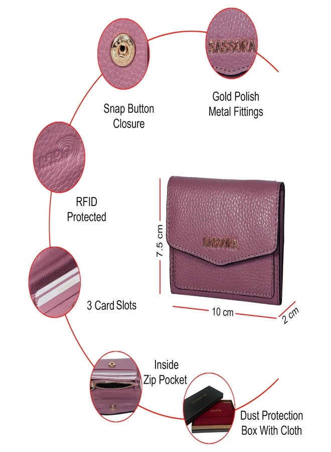 Sassora Genuine Leather Purple Card Holder for Girls - Image 5