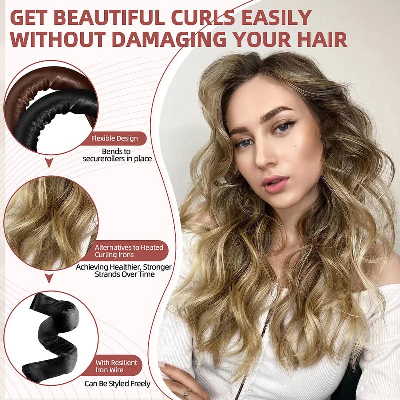 Seritant Heatless Curls Overnight Rods - 6 Pcs No-Heat Blowout Hair Curler Set, Hair Rollers for Long Hair with Bonnet for Sleeping - Image 3