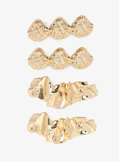 Khizana 2PK Metallic Chunky Gold Statement Hairclips
