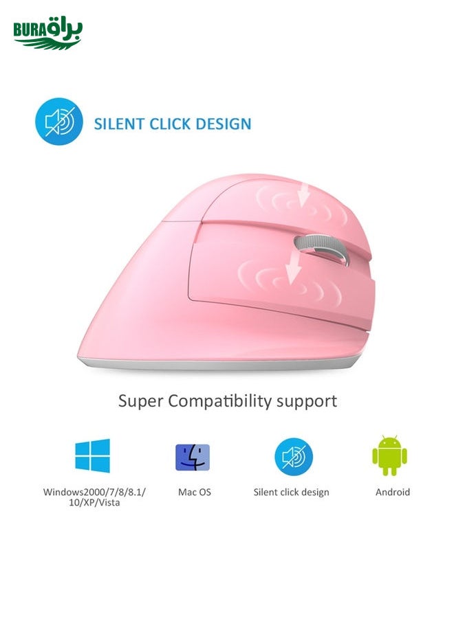 BURAQ DELUX M618 Mini 2.4G Wireless 2400DPI USB Rechargeable Ergonomic Vertical Mouse (Black)  - Image 2