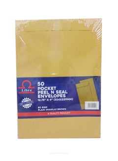 Libra A4 Brown Envelopes 12.75×9 – 80GSM (Peel & Seal 50 Pieces Box) PACK OF 2  - Image 1