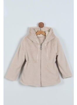 Miniğimin Cicileri My Little Ones Plush Lined Girls Hooded Cardigan - Beige  - Image 1