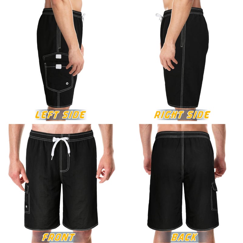 Srnede Mens Swim Trunks Swimming Trunks Swim Shorts Quick Dry 11 Inch with Mesh Lining Funny Swimwear Bathing Suits Black - Image 2