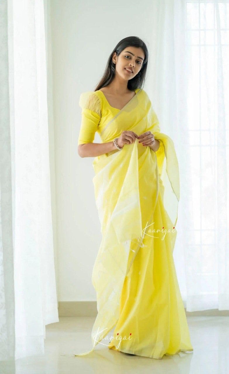 Vivatra Women Banarasi Soft Silk Saree | Jacquard Weaving with Rich Pallu & Border | Includ Matching Utitched Blouse Piece (VT-KP-6050-Yellow) - Image 3