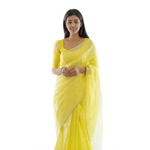 Vivatra Women Banarasi Soft Silk Saree | Jacquard Weaving with Rich Pallu & Border | Includ Matching Utitched Blouse Piece (VT-KP-6050-Yellow) - Image 1