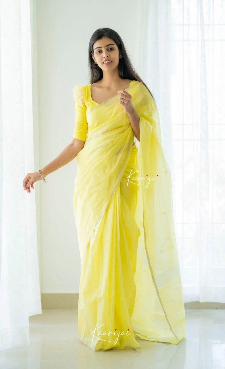 Vivatra Women Banarasi Soft Silk Saree | Jacquard Weaving with Rich Pallu & Border | Includ Matching Utitched Blouse Piece (VT-KP-6050-Yellow) - Image 5