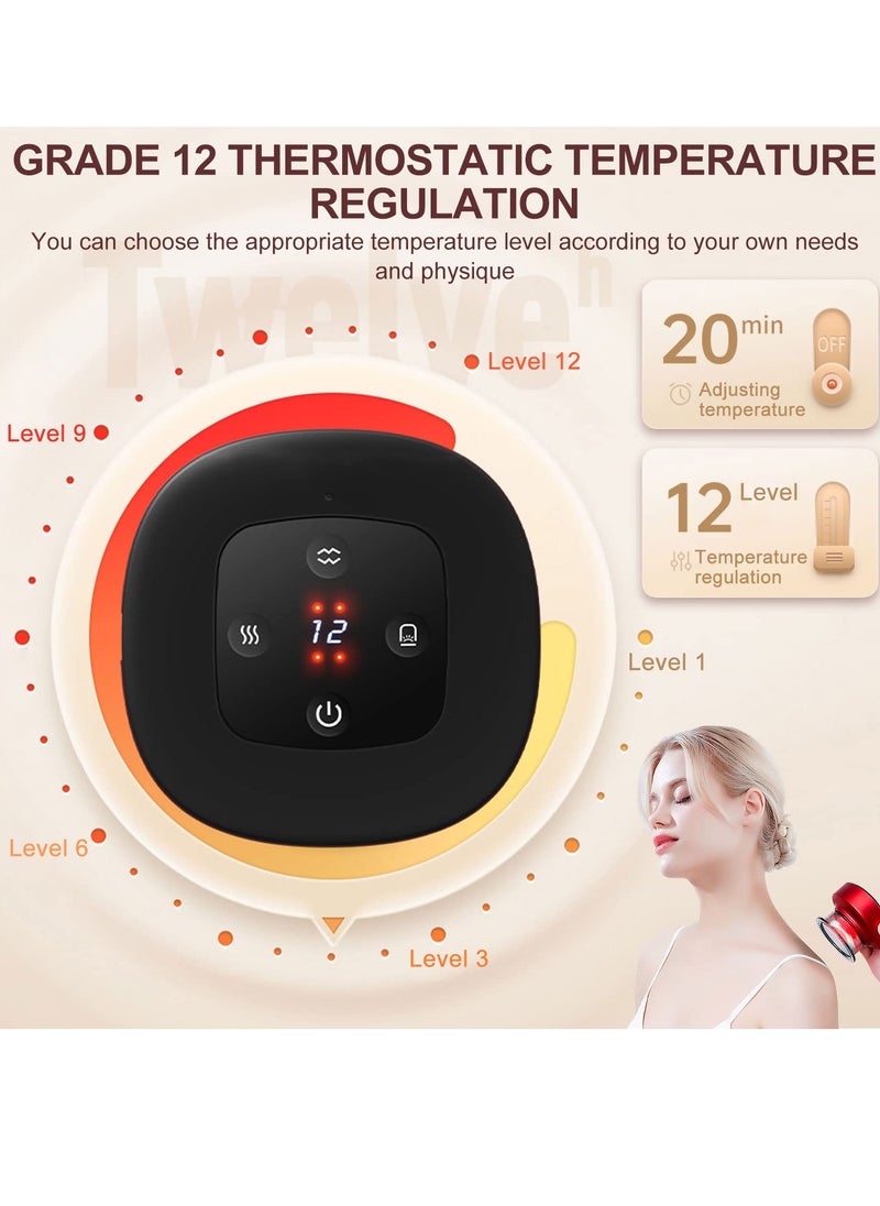 SYOSI - Electric Cupping Therapy Set 4 in1 Smart Cupping Massager Massage Vacuum Therapy Machine Scrapping Tool with Red Light Therapy for Pain Relief Aches with 12 Levels Temperature and Suction Green - Image 1