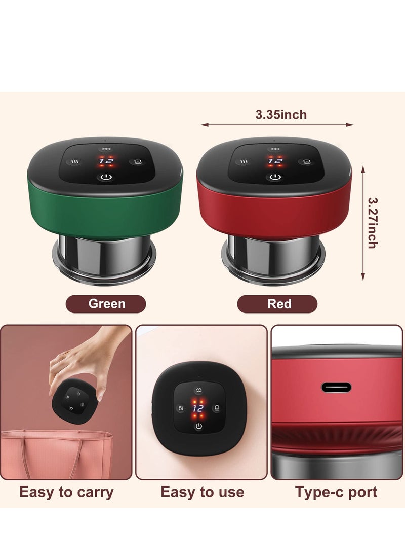 SYOSI - Electric Cupping Therapy Set 4 in1 Smart Cupping Massager Massage Vacuum Therapy Machine Scrapping Tool with Red Light Therapy for Pain Relief Aches with 12 Levels Temperature and Suction Green - Image 1