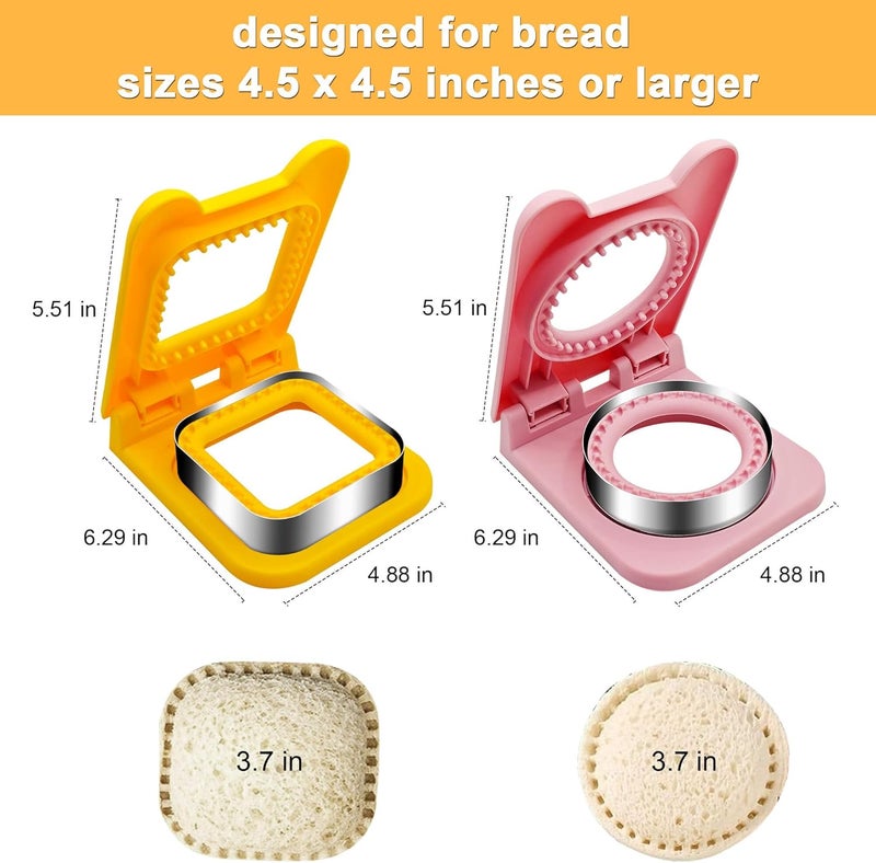 BaokiTook 2PCS Sandwich Cutter and Sealer,Sandwich Cutters for Kids Lunch,Crustless Sandwich Cutter,Square and Round Cookie Cutter for Children Lunchbox and Bento Box (Square+ Round) - Image 3