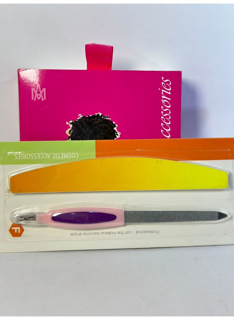 diuble Sided Nail File stainless steel & Cuticle Remover+ Professional Nail File with Double Sided Sanding - for False Nails 2PCS - Image 2