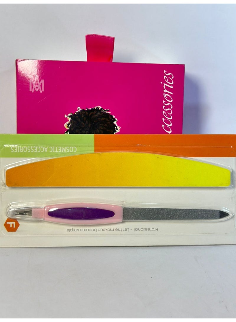 diuble Sided Nail File stainless steel & Cuticle Remover+ Professional Nail File with Double Sided Sanding - for False Nails 2PCS - Image 4