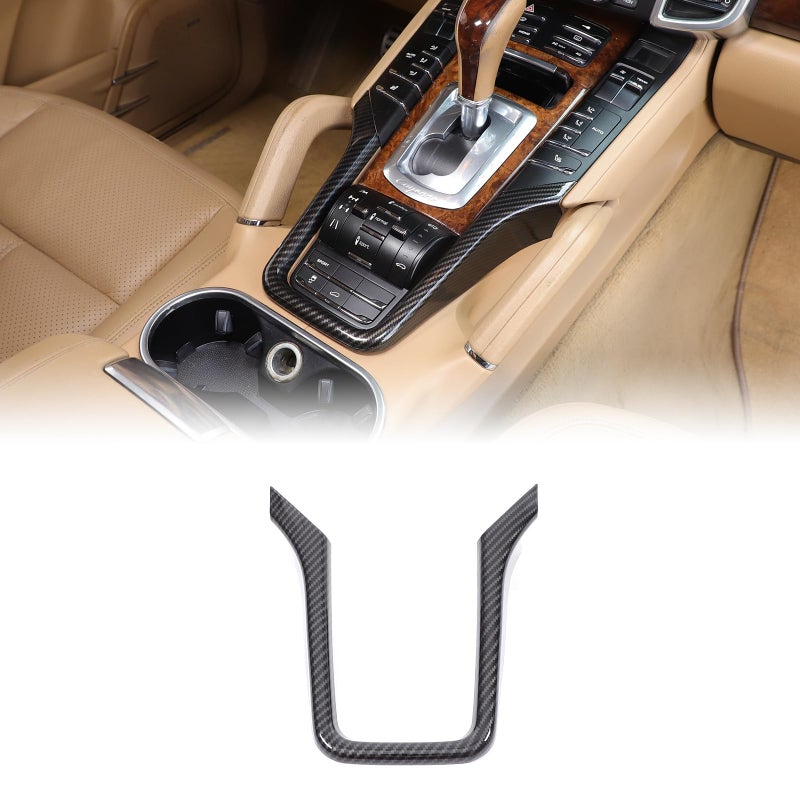 غطاء تريم لوحة نقل الحركة المركزية متوافق مع بورش كايين 2011-2017 واقي لوحة مضادة للخدش غطاء إطار ملحقات نمط ألياف الكربون