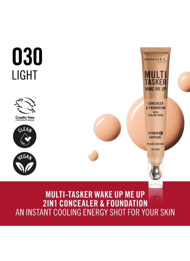 RIMMEL LONDON - Multi-Tasker Wake Me Up Concealer & Foundation - 30 - Light, 20ml - Image 1