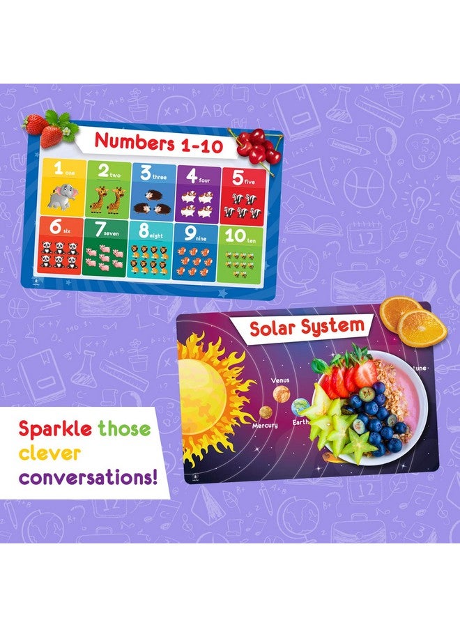 Simply Magic 5 Placemats for Kids - Kids Placemats Non Slip, Washable Reusable Toddler Placemats, Educational Placemats: Alphabet ABC, Shapes, Colors, Numbers, Solar System, Plastic Placemats for Kids - Image 5