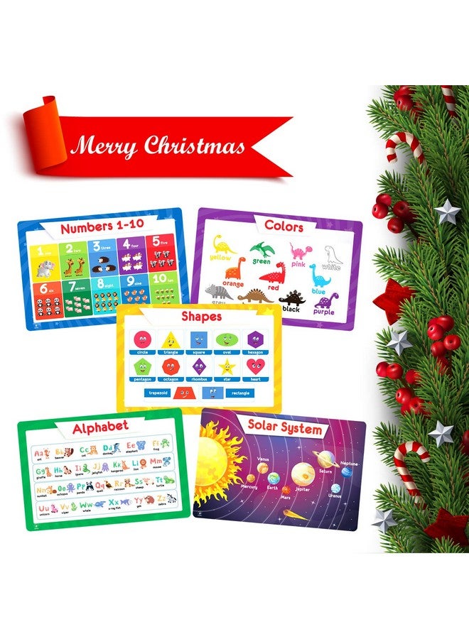 Simply Magic 5 Placemats for Kids - Kids Placemats Non Slip, Washable Reusable Toddler Placemats, Educational Placemats: Alphabet ABC, Shapes, Colors, Numbers, Solar System, Plastic Placemats for Kids - Image 2