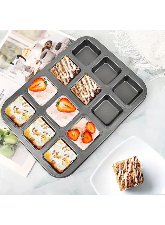 1pc 6 Grid Square Cupcake Brownie Pan Non Stick Carbon Steel Baking Mold For Oven - Image 1