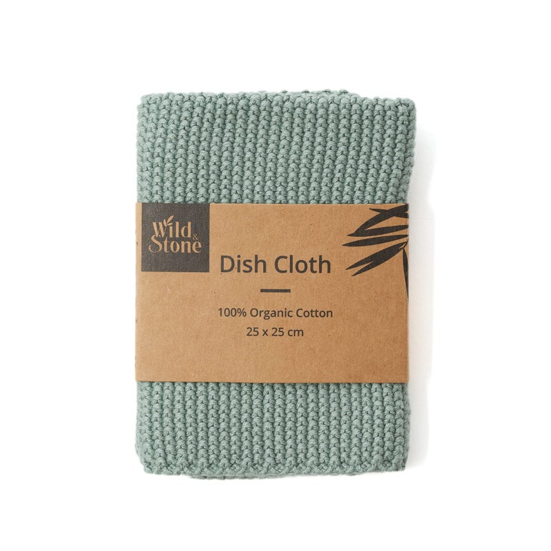 Wild  Stone  Organic Cotton Dish Cloth  EcoFriendly Kitchen Cloth  Biodegradable  Compostable Cleaning Cloth Moss Green