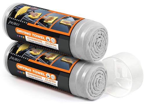 Idemeet Premium Absorbent Car Drying Towel 2 Pack 26x17 Super Soft Shammy Towel for Vehicle Reusable Chamois Cloth for Car Drying Dust Remove Bathroom ScratchSpotStreak Free Gray Gray - Image 1