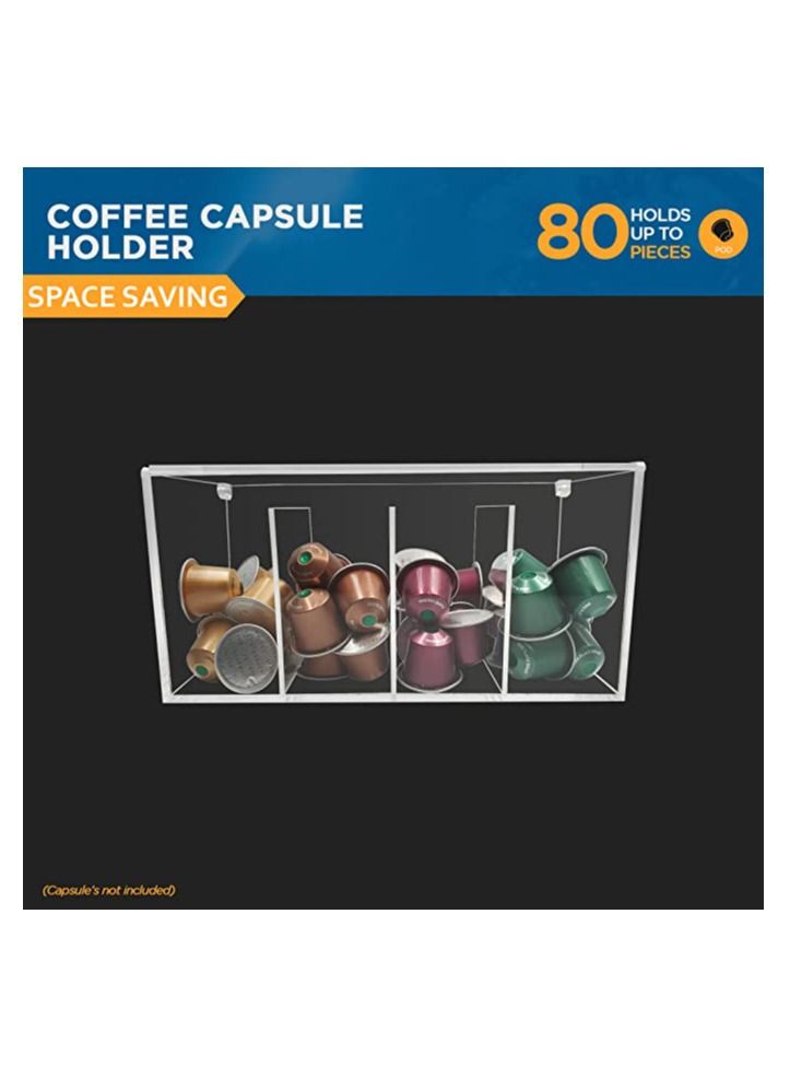 Creative Planet Nespresso Coffee Pod Capsule Holder, Acrylic Kitchen Organizer Nespresso Compatible,  4 Compartments with Hinge Lid. - Image 2