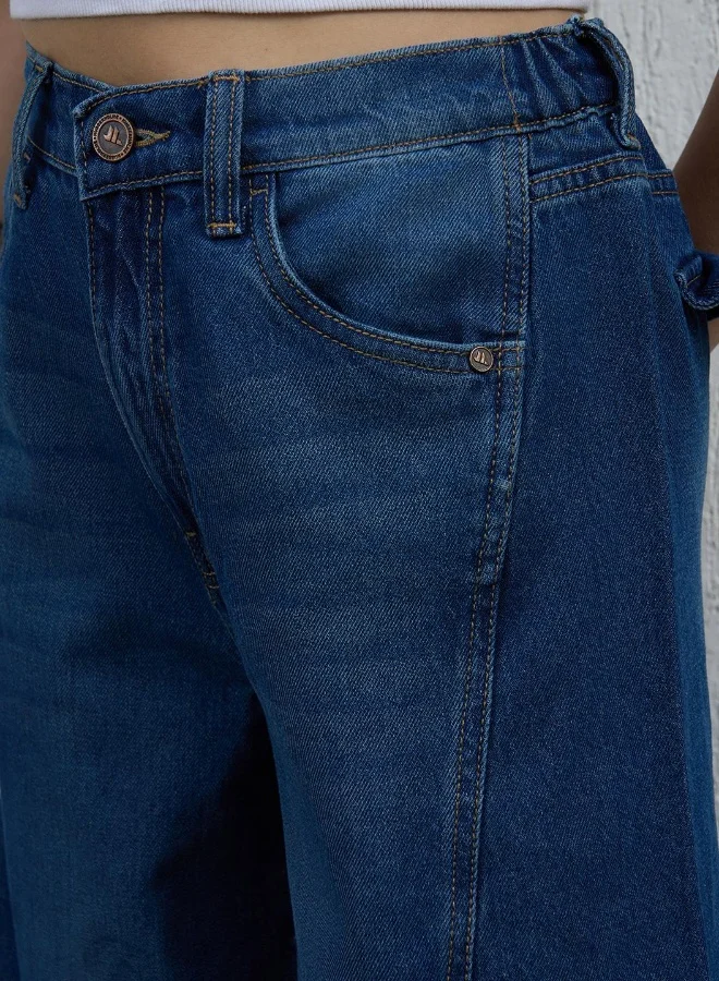 Hubberholme Women's Indigo 100% Cotton Bleached Full Length Straight Fit Jeans