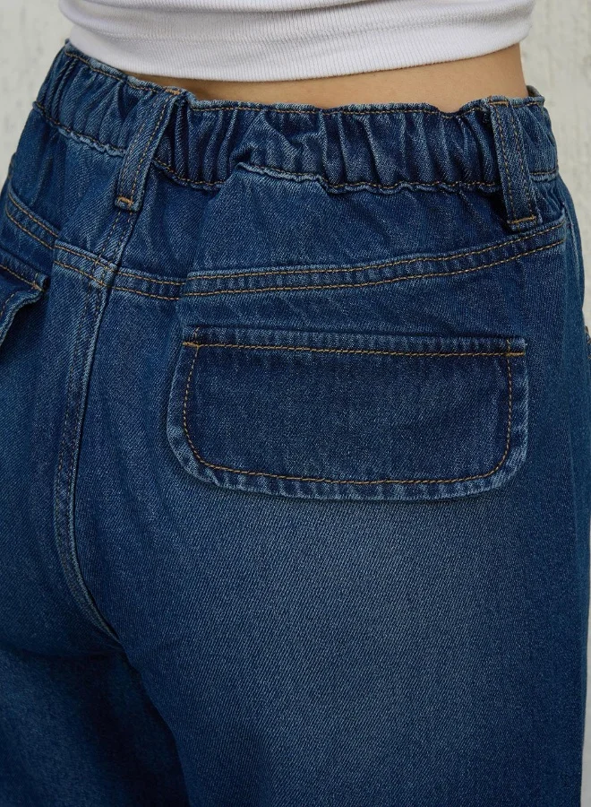Hubberholme Women's Indigo 100% Cotton Bleached Full Length Straight Fit Jeans