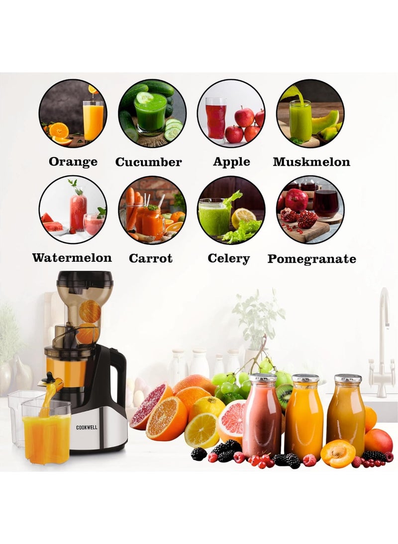 Cookwell Cold Press Slow Juicer and Ice Cream Maker, Stainless Steel (500W) - Image 4